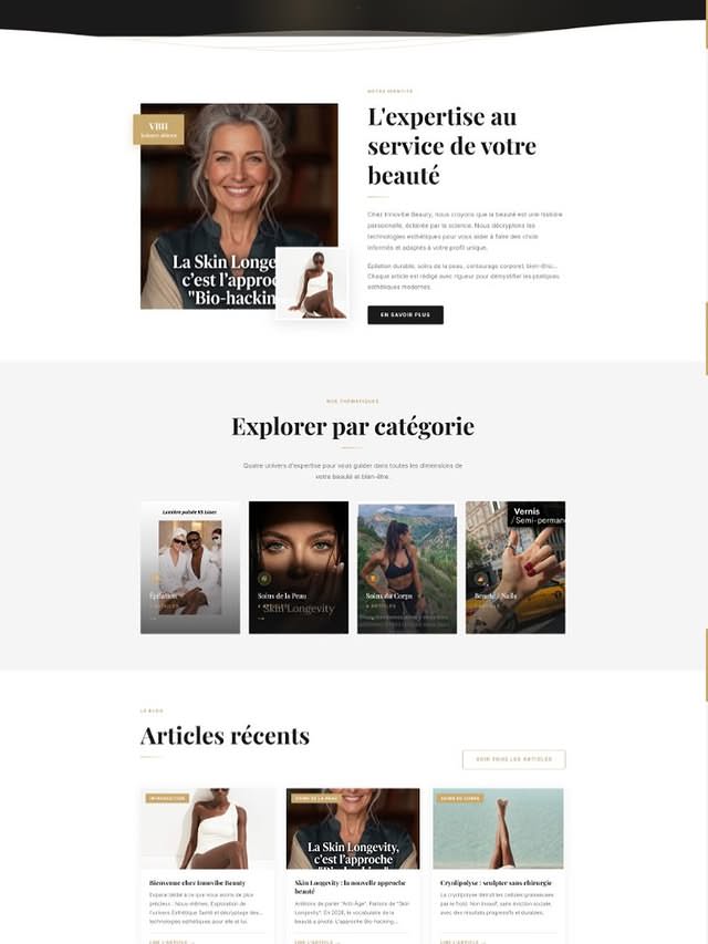 Aperçu du site web Innovibe Beauty