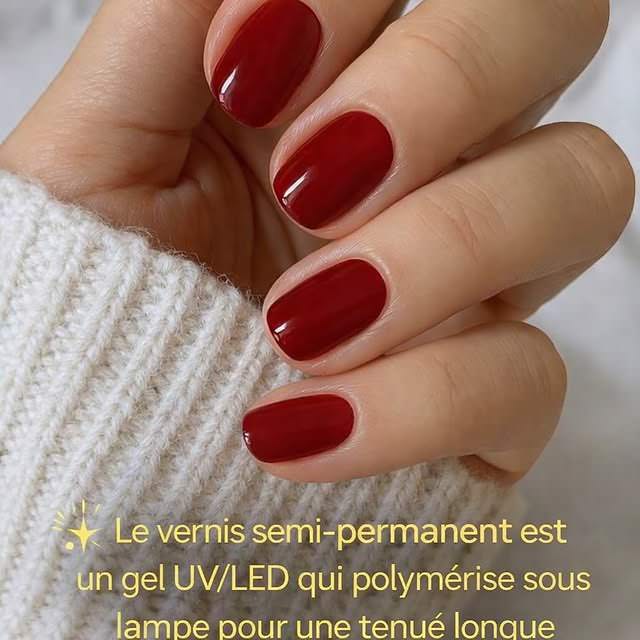 Vernis semi-permanent — ongles rouges brillants